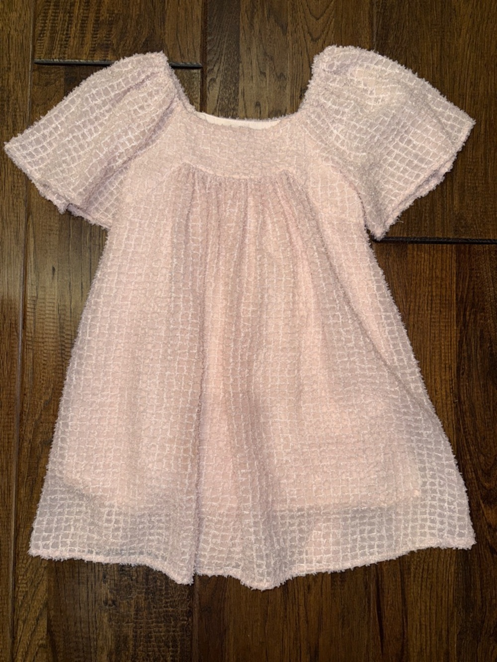 Zara Soft Textured Puff Sleeve Dress - Light Pink. GIRLS SIZE 6. EUC.